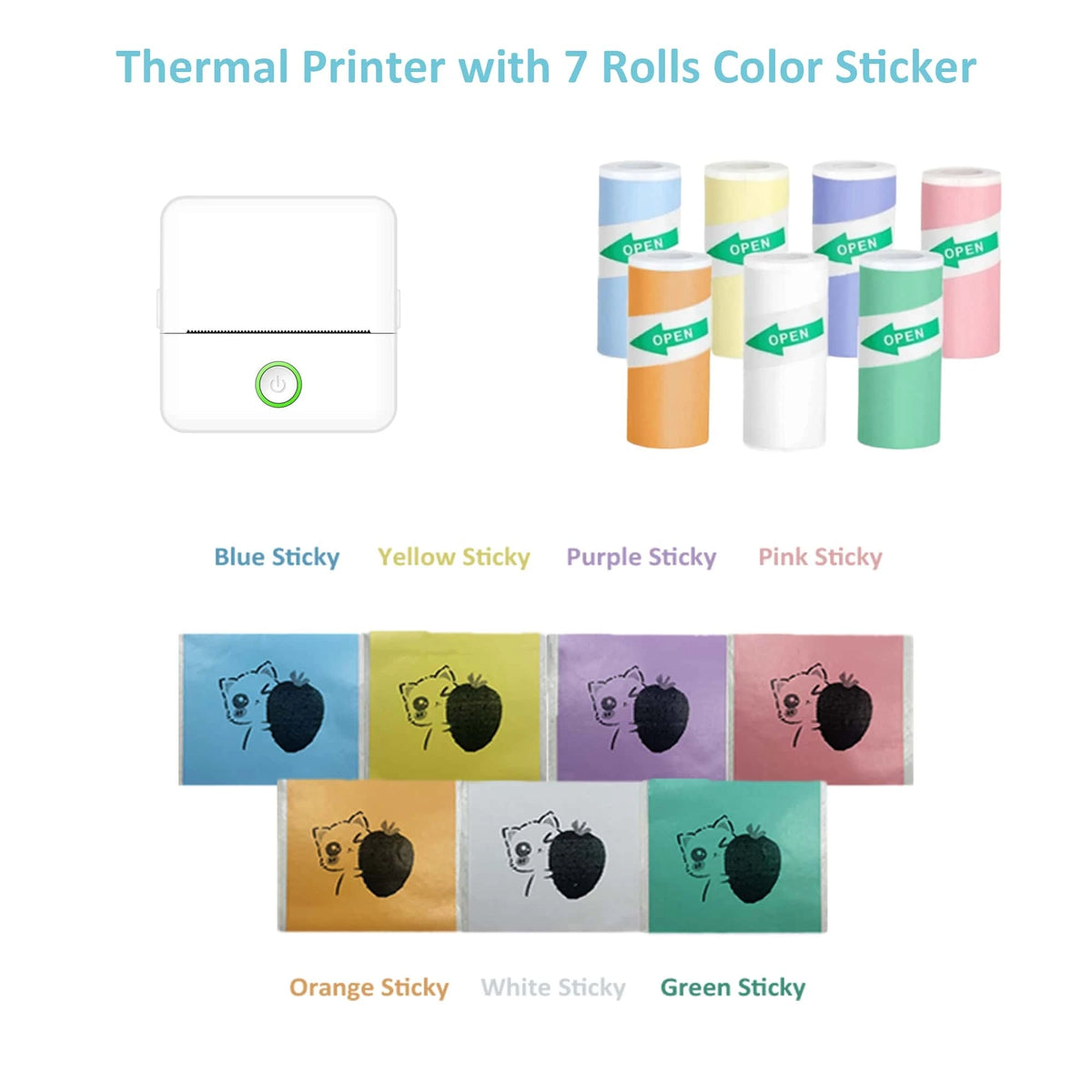 White Printer With 5Rolls Color Sticker