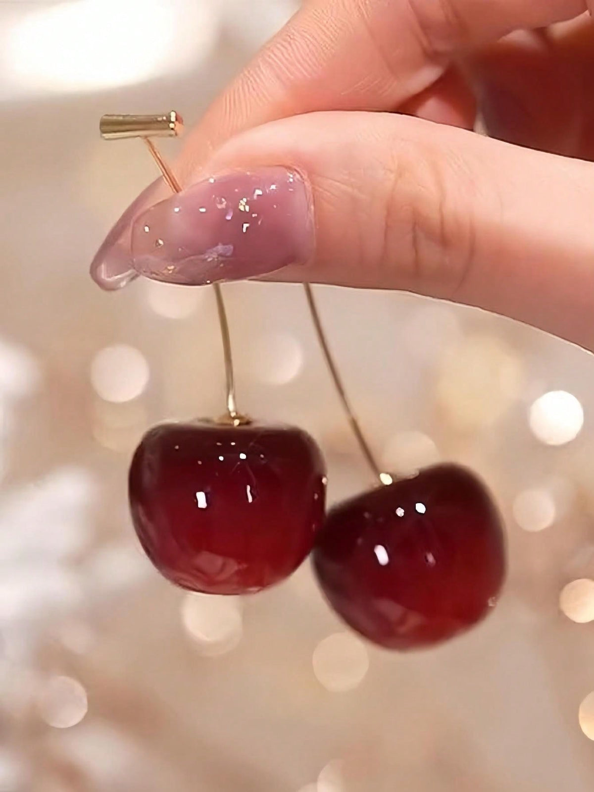 1pair Sweet And Fresh Cherry Fruit Earrings Suitable For Women's Daily Wear, Holidays And Parties