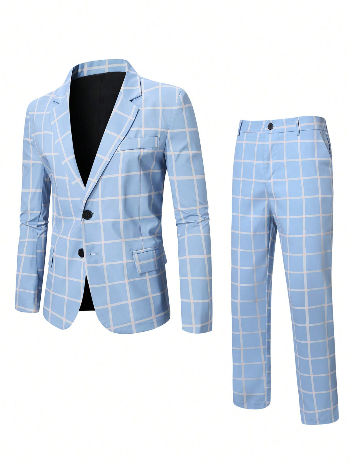 Manfinity AFTRDRK Men Plus Size Plaid Single Breasted Suit Set