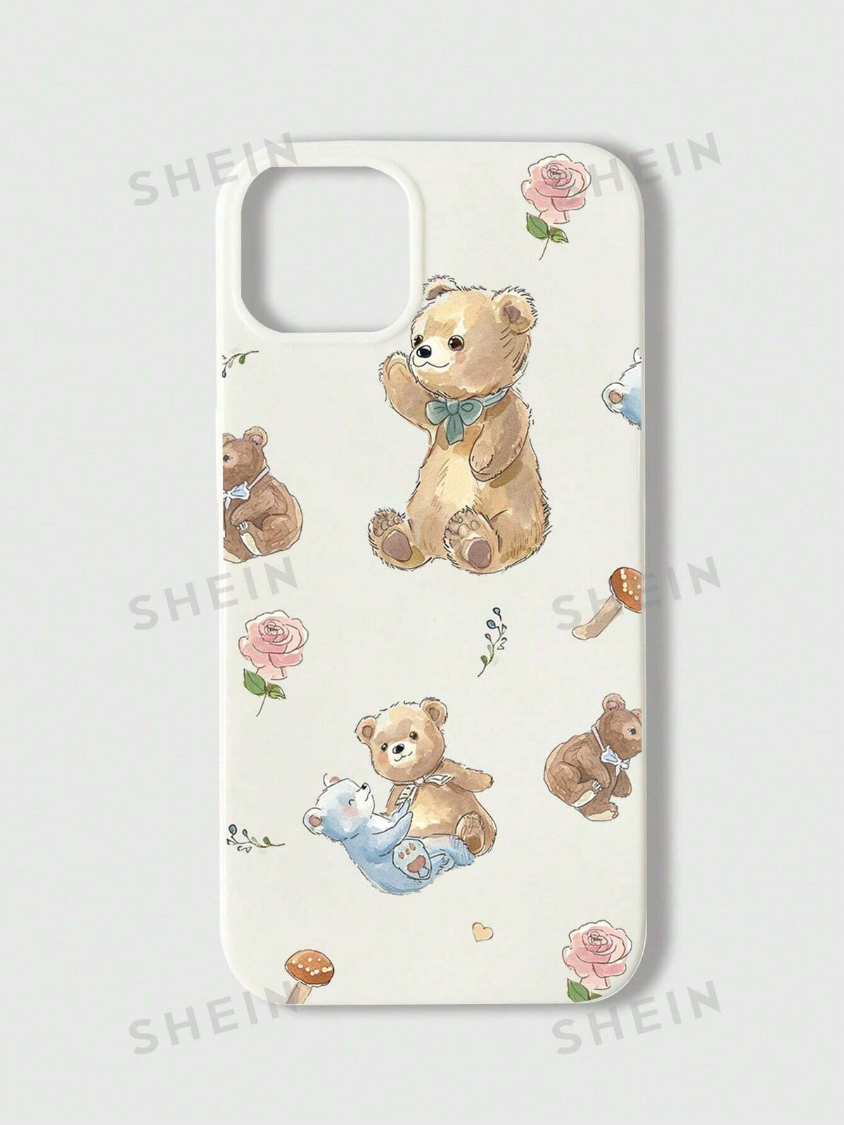 ROMWE Kawaii 1pc Cute Bear & Rose Design Phone Case Compatible With IPhone 11 12 13 14 15 Pro Max