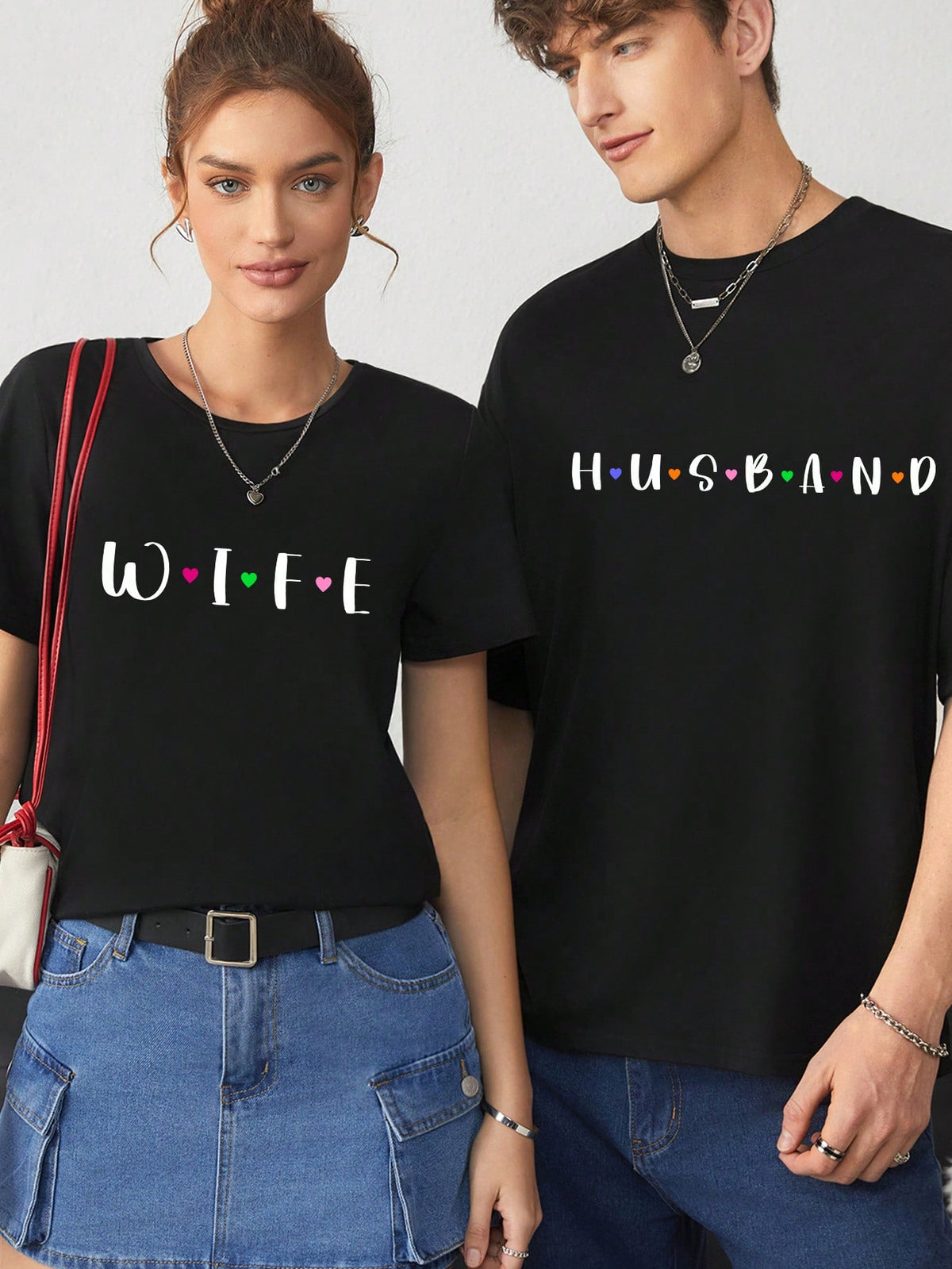 Manfinity Unisex Manfinity Hypemode Letter Print Boyfriend/Girlfriend/Couples/Friends Black Standard Men's Straight-Shouldered T-Shirt