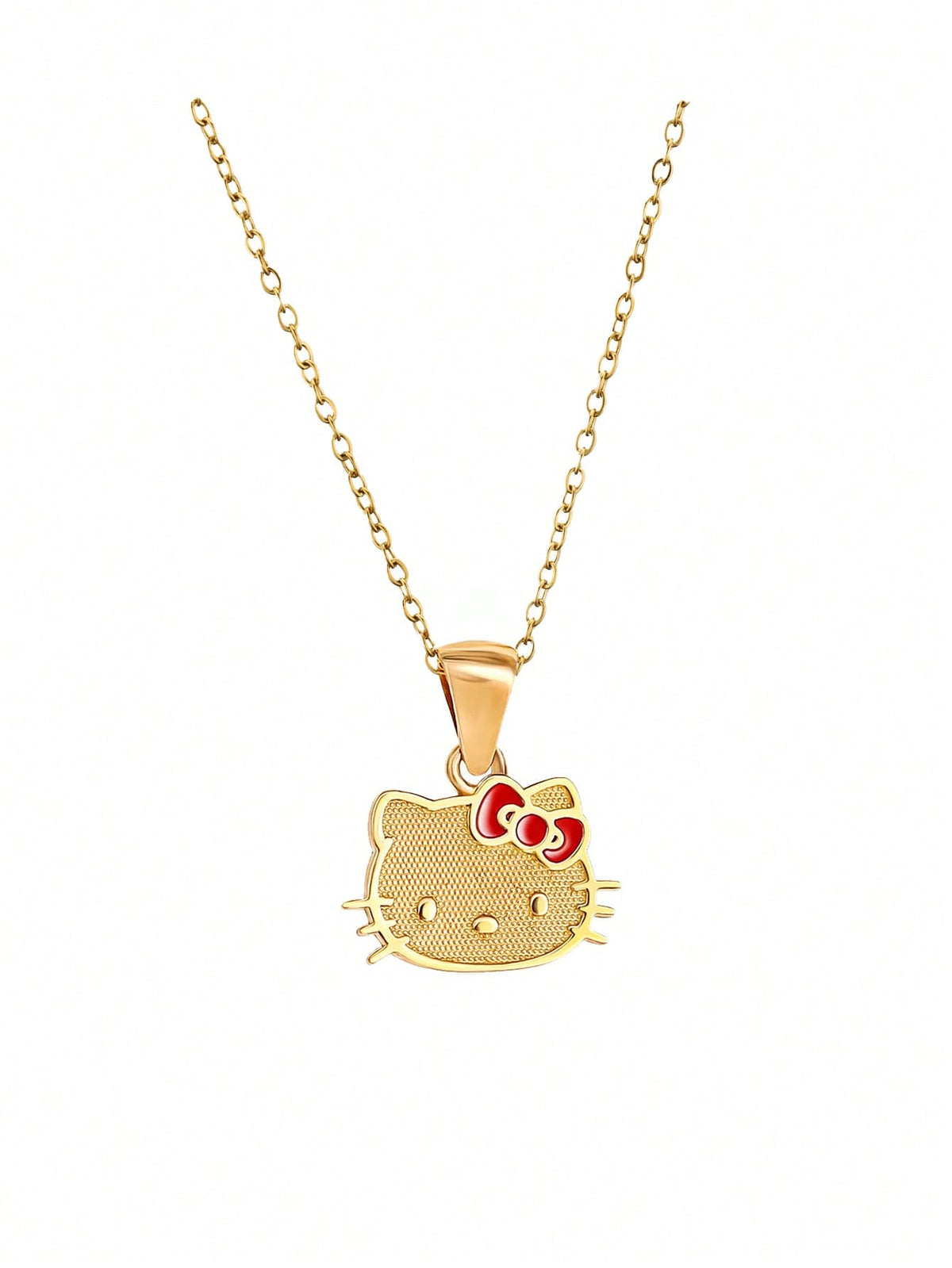 1pc  Hello Kitty Kawaii Cat Charm Stainless Steel 18k Gold Plated Pendant Necklace For Women Girlfriend  Gift