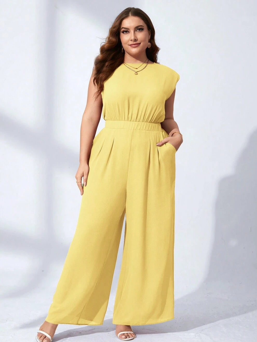 SHEIN Clasi Plus Solid Wide Leg Jumpsuit