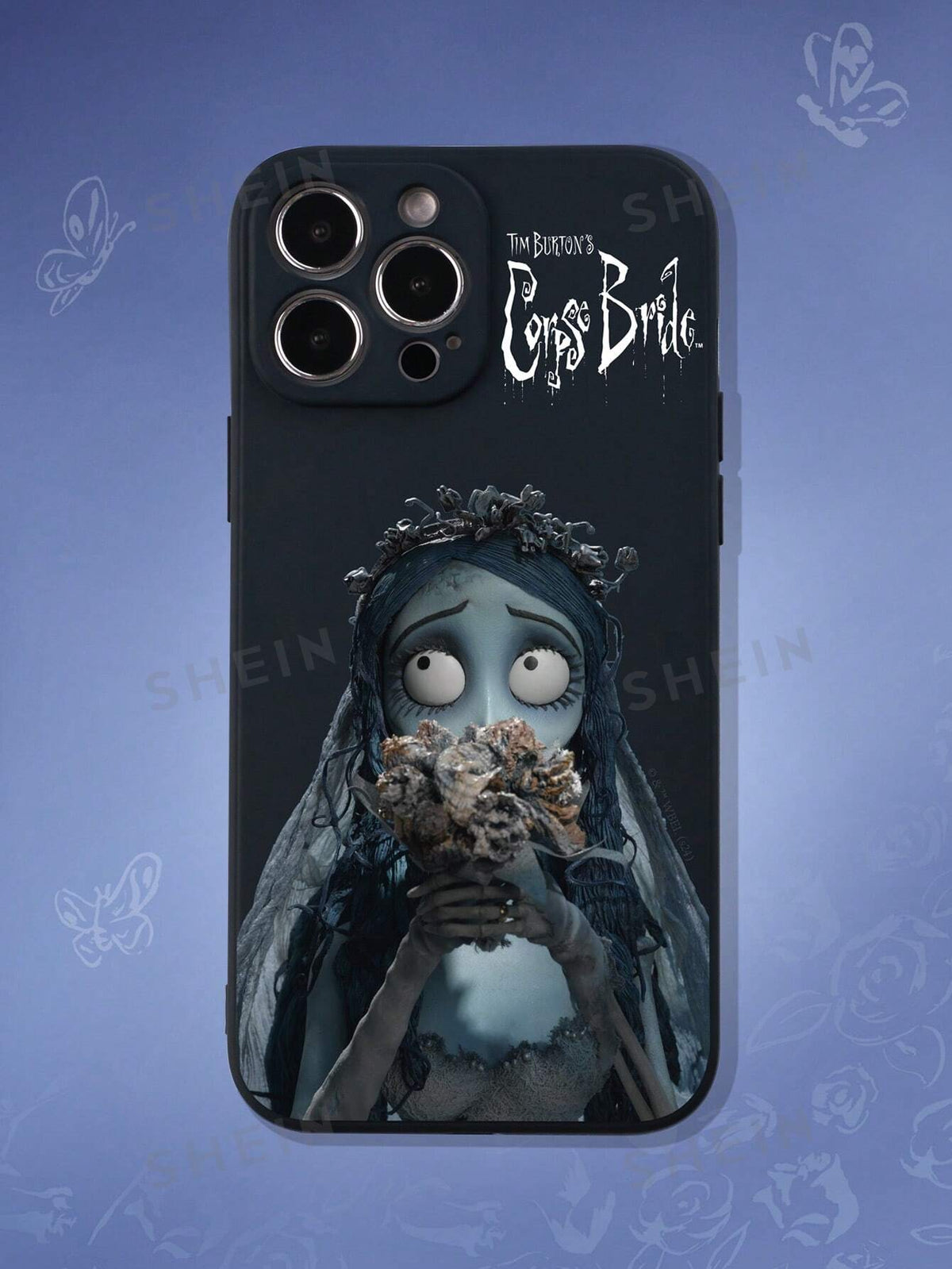 Corpse Bride | ROMWE 1pc Transparent TPU Case With Figure And Bouquet Print, Compatible With Multiple IPhone Models