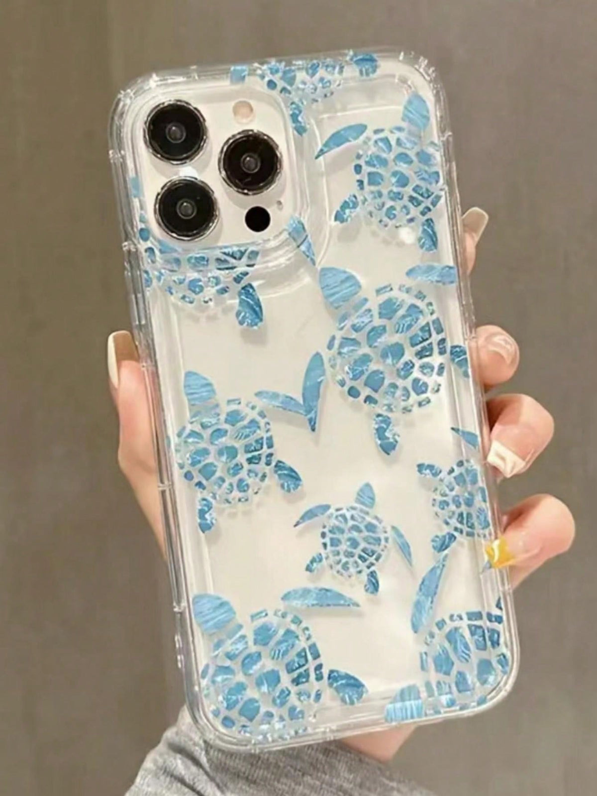 Summer Blue Sea Turtle Pattern Transparent TPU Phone Case, Compatible With IPhone 15 Pro Max/11/12/13/14 Plus/XR/7/8 Plus, Shockproof Cover