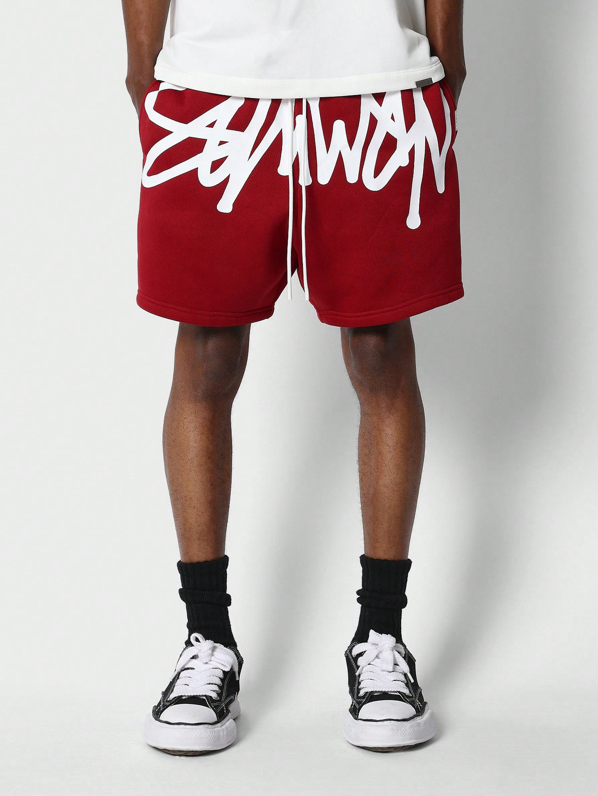 SUMWON Drop Crotch Shorts With Front Graphic