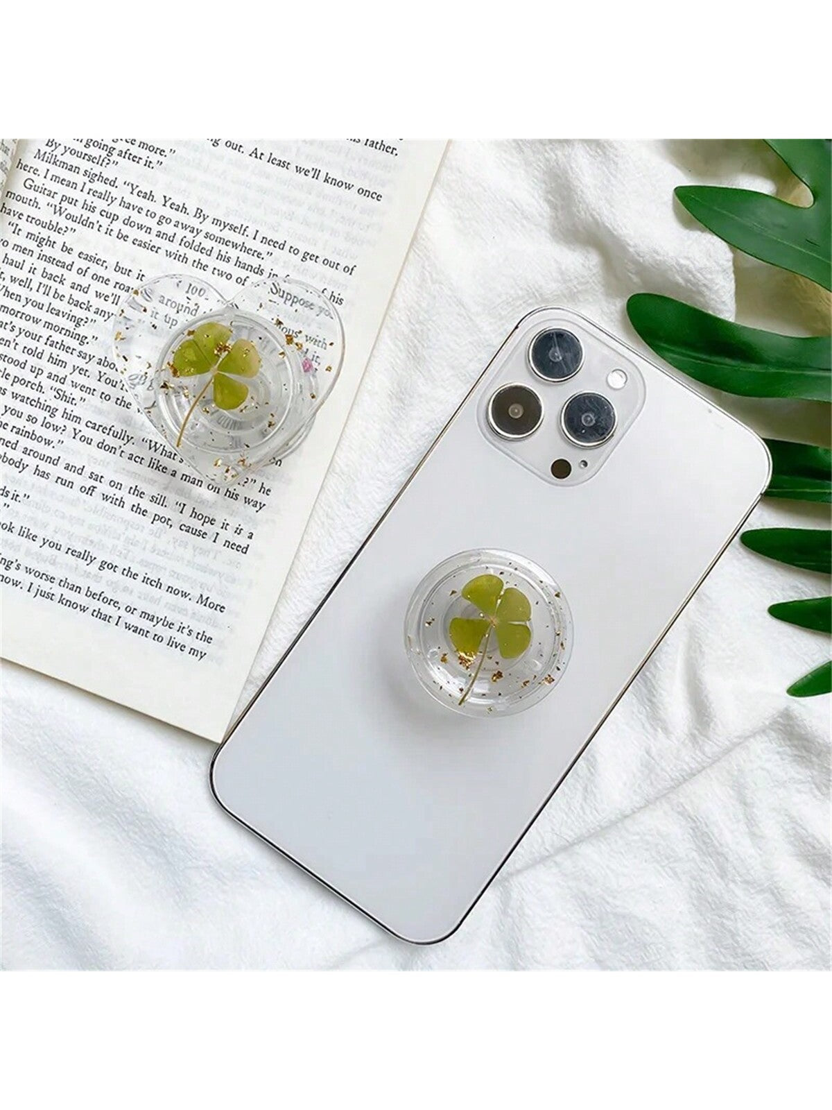 1pc Clover Phone Holder Korean Grip Accessories Compatible With Iphone 11 12 13 14 15 Samsung With Ring Back Cover