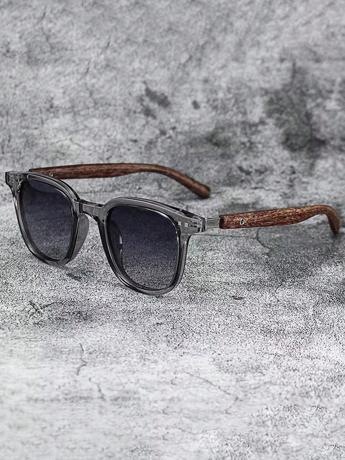 1pc Wood Grain Leg Rivet Fashion Sunglasses For Women And Men