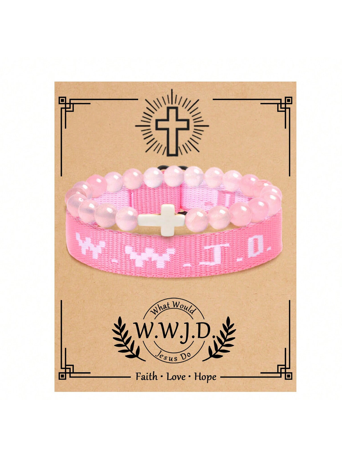 2Pcs WWJD Bracelet For Women Men Cross Beaded Bracelets Set Christian Gifts Wristbands Bracelet WWJD Rubber Bracelets - What Would Jesus Do Bracelet  Jewelry Gift