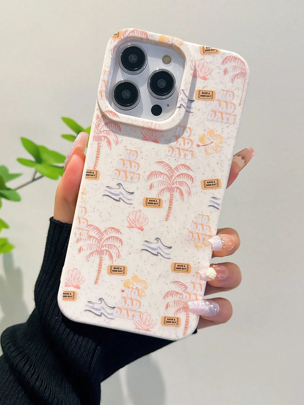 1pc Wheat Shell High-Protective TPU Camera Case For IPhone, Beach, Wave, Coconut Tree, And Shell Phone Cover