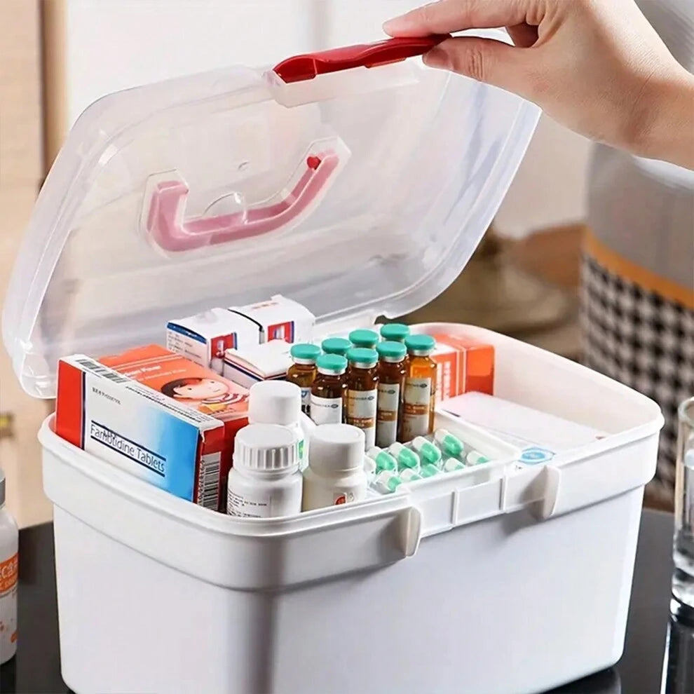 1pc Multi Layer Divided Household Medicine Storage Box, Portable Separated Medicine Box, Portable First Aid Medicine Box