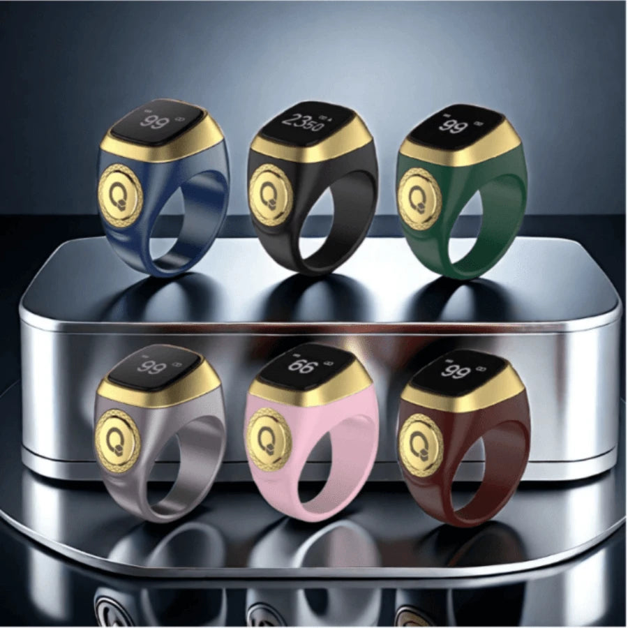 1pc High-Grade Boxed Buddhist Stress Reliever Intelligent Ring With Led Beads Counter