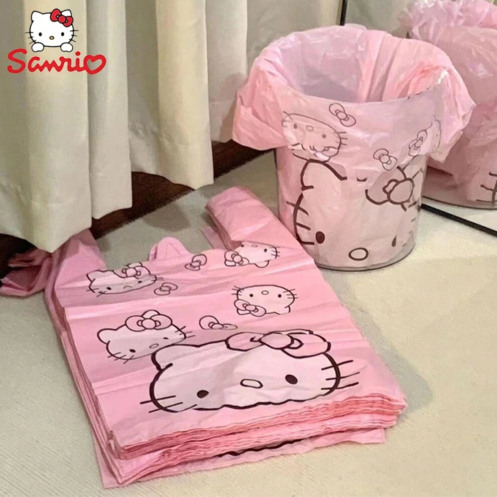 50PCS Cute Cartoon Printed Tank Top Plastic Handheld Bag Gift Bag Storage Bag Garbage Bag Household Handheld