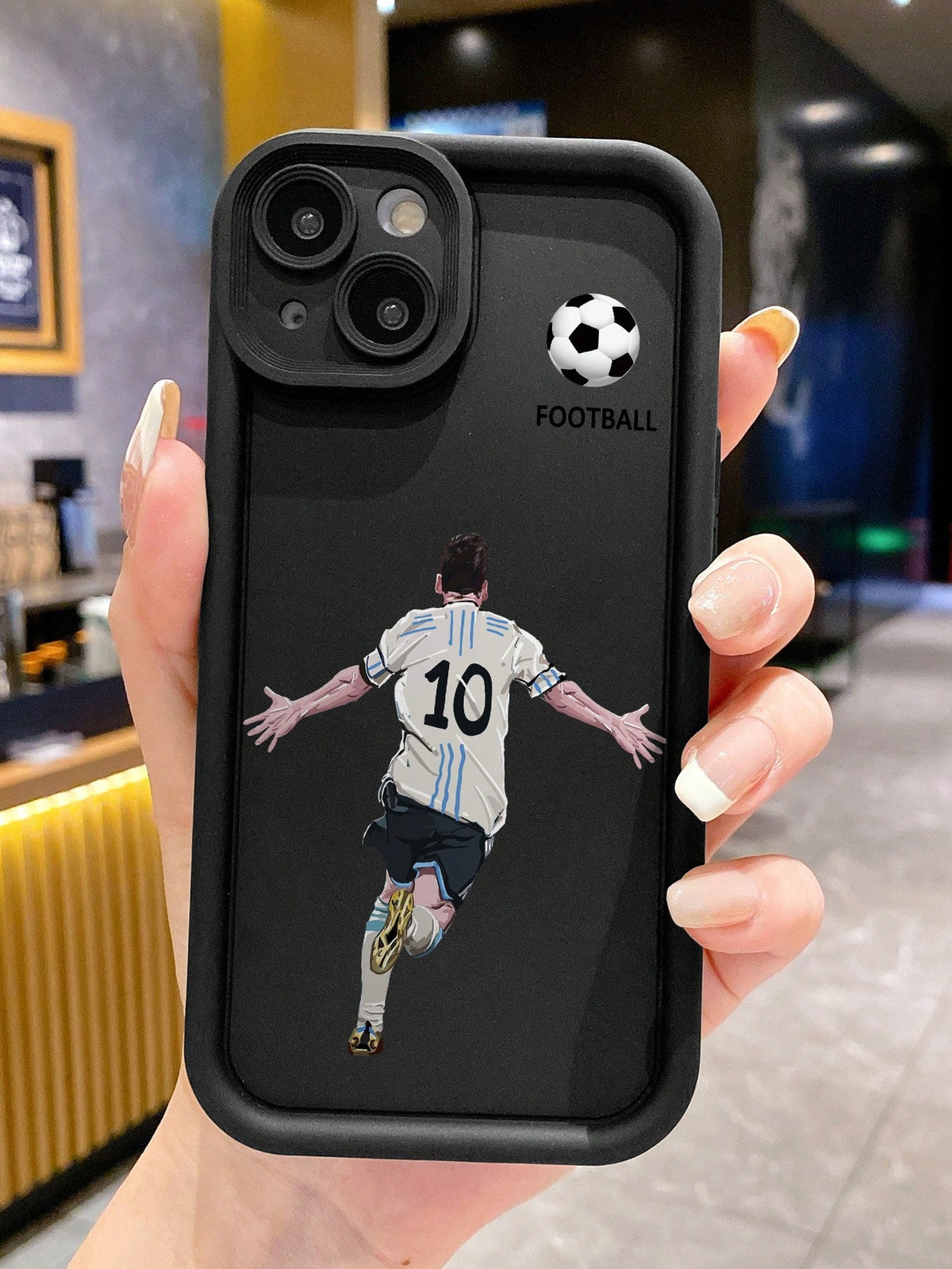 Football Painted Case+Film, New Premium Grooved Skin-Thickened Protective Case Compatible With IPhone 15/15 Pro Max/P13/P14/P11&P12 Soft Shell Anti-Drop Cover For XS/XR/11/12/7/8Plus