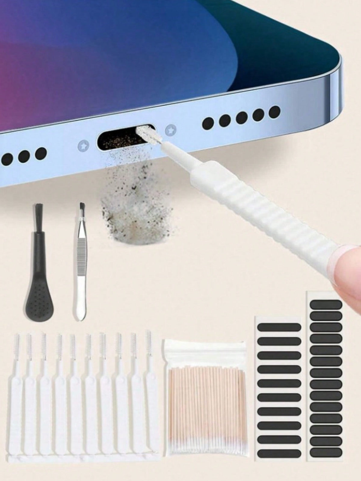 Multiple In One Charging Port Cleaning Kit For Smartphones With Dust Plug For Speaker And Earphone Holes Dust Screen And Cleaning Brushes Mobile Phone Speaker Dust Removal Cleaner Tool Kit Compatible