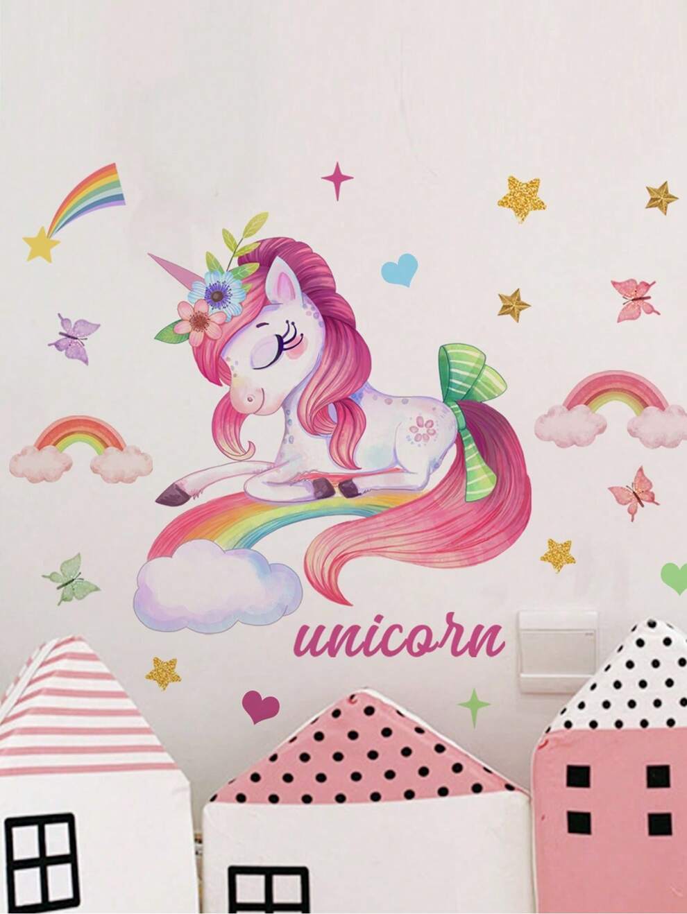 1pc Cartoon Unicorn Wall Sticker, Self-Adhesive And Removable Decor For Living Room, Foyer And Bedroom