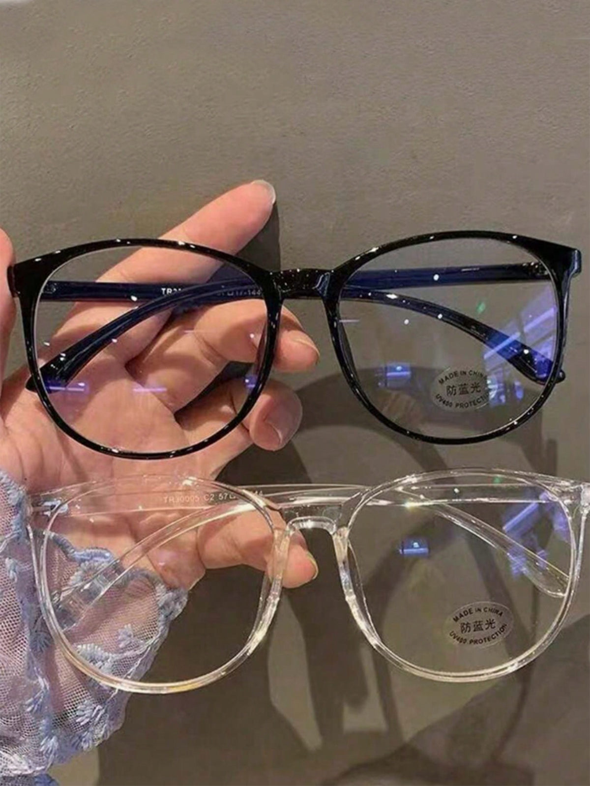 2pcs Transparent Plain Glasses Female With Big Frame, Blue Light Blocking Glasses, Light Weight