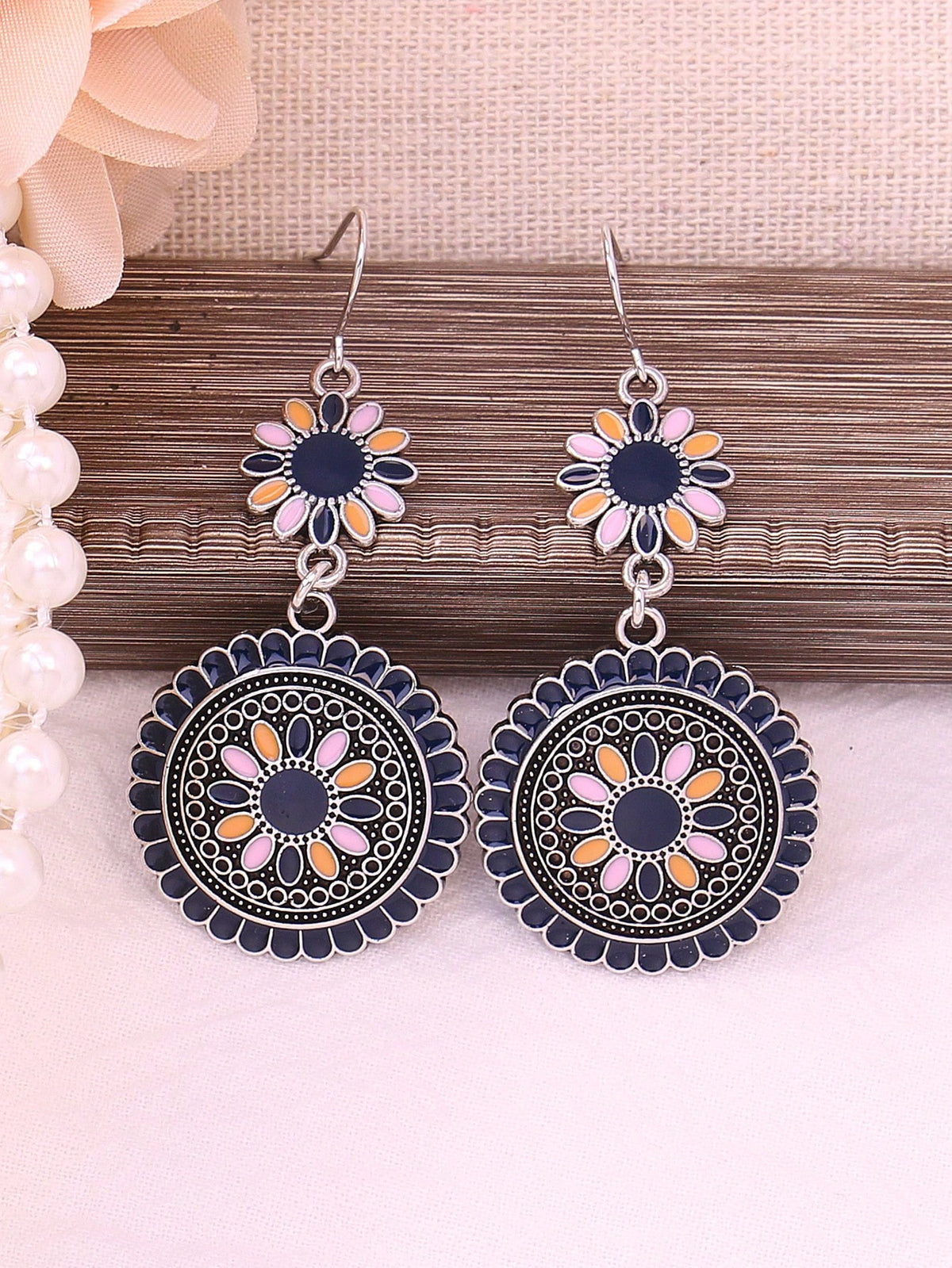 Bohemian Round Flower Drop Earrings