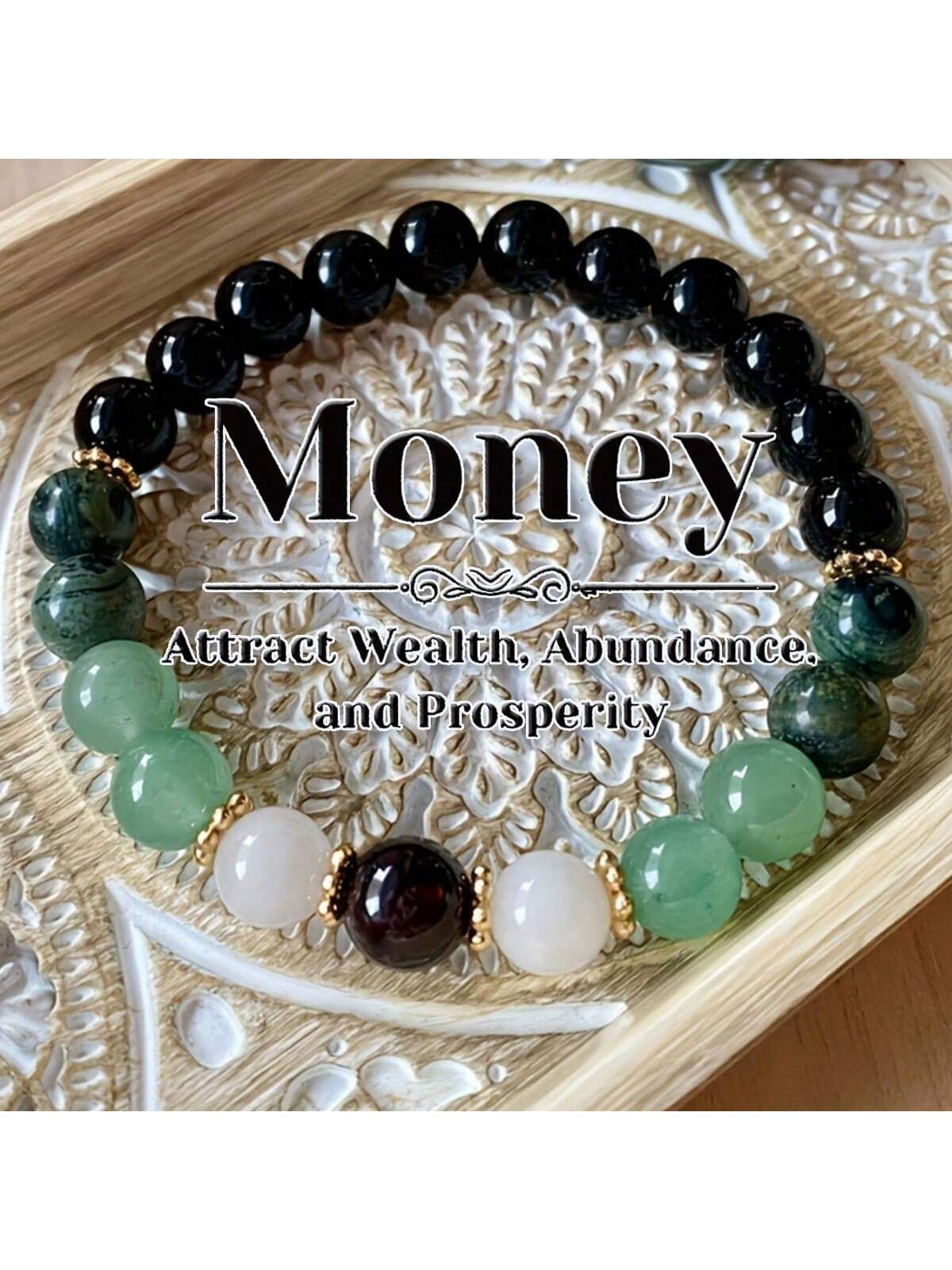 1pc Prosperity, Wealth & Abundance Elastic Bead Bracelet, Lucky Charm Bracelet, Money Bracelet, Treasure  Bracelet, Jewelry Gift For Women And Men