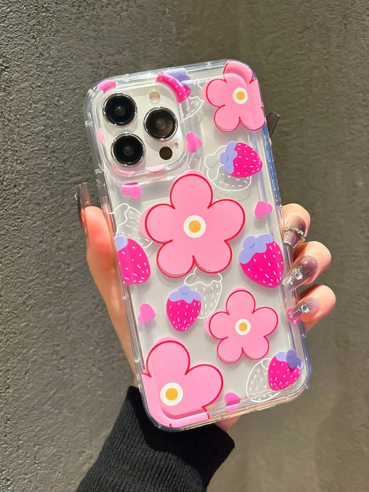 1pc Lovely Flower & Heart Pattern Airbag Cushion Shockproof Phone Case Compatible With Iphone 15/11/12/13/14/XR/XS/Pro/Max, Suitable For Men And Women