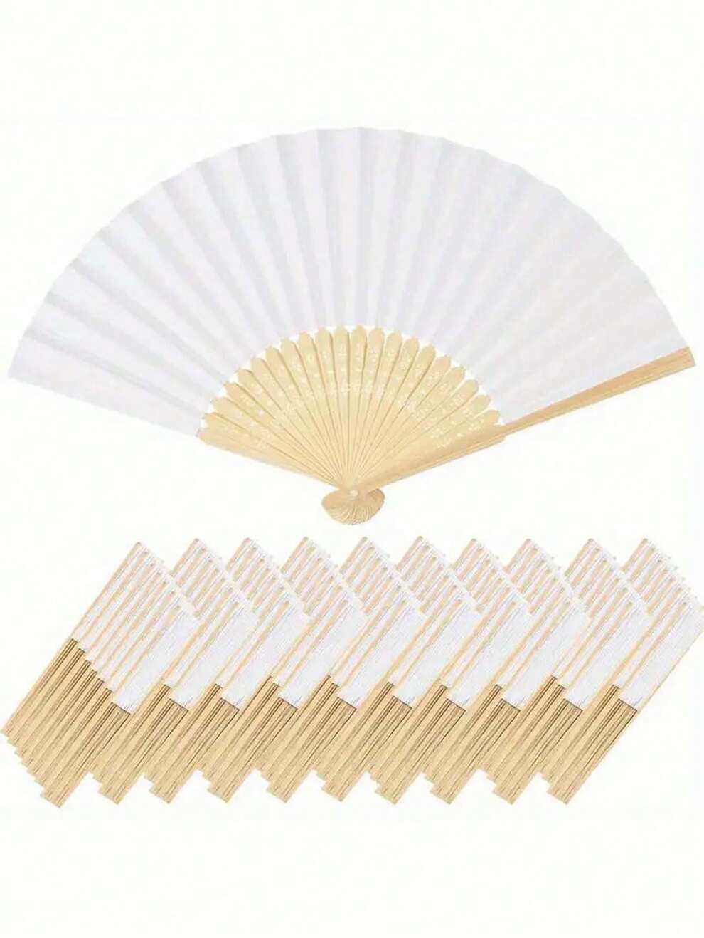 10pcs/20pcs/30pcs White Foldable Paper Fans, Handheld Bamboo Paper Folding Fans, For Wedding Favors, Parties, Home Decor, Travel Souvenirs, DIY Portable Chinese Style Fans, Wedding Reception Gifts, Bi