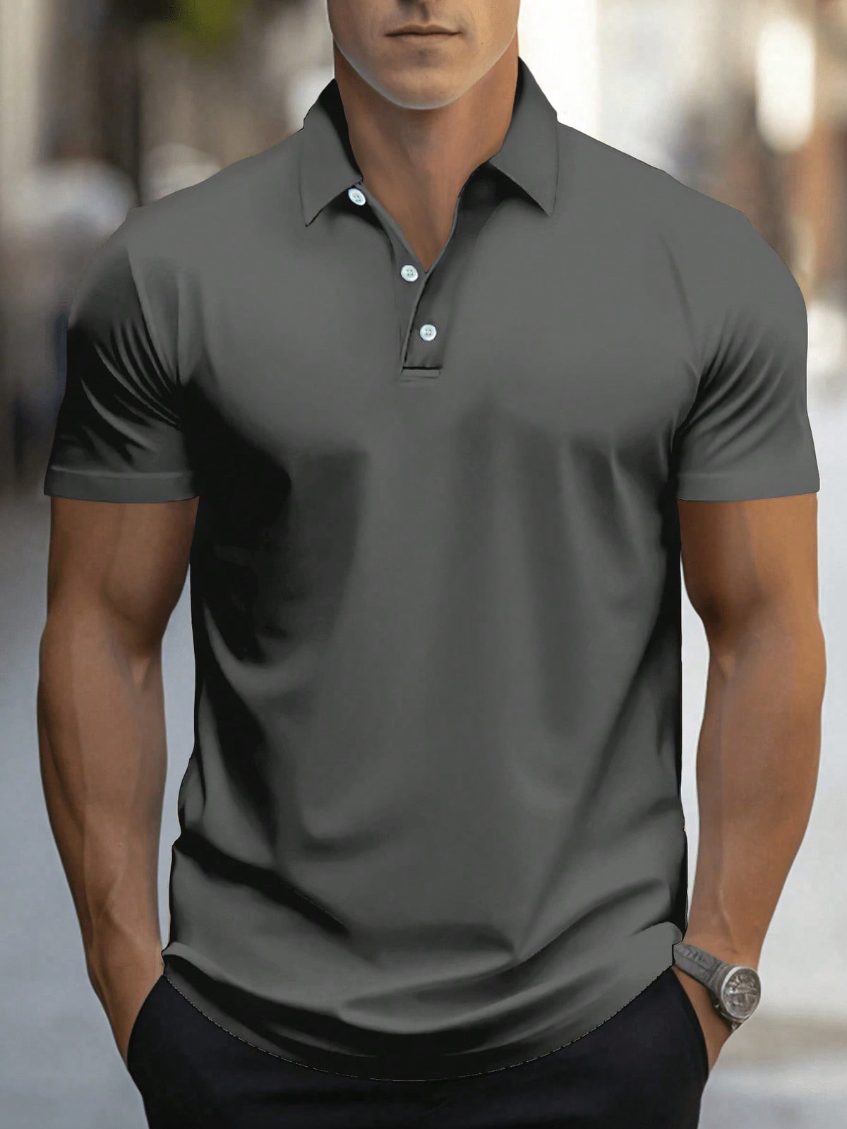 Men's Solid Short Sleeve Casual & Commuting Polo Shirt, Summer