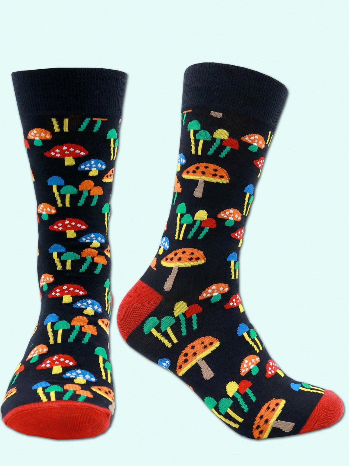 1pair Men Mushroom Pattern Fashion Crew Socks For Daily Life