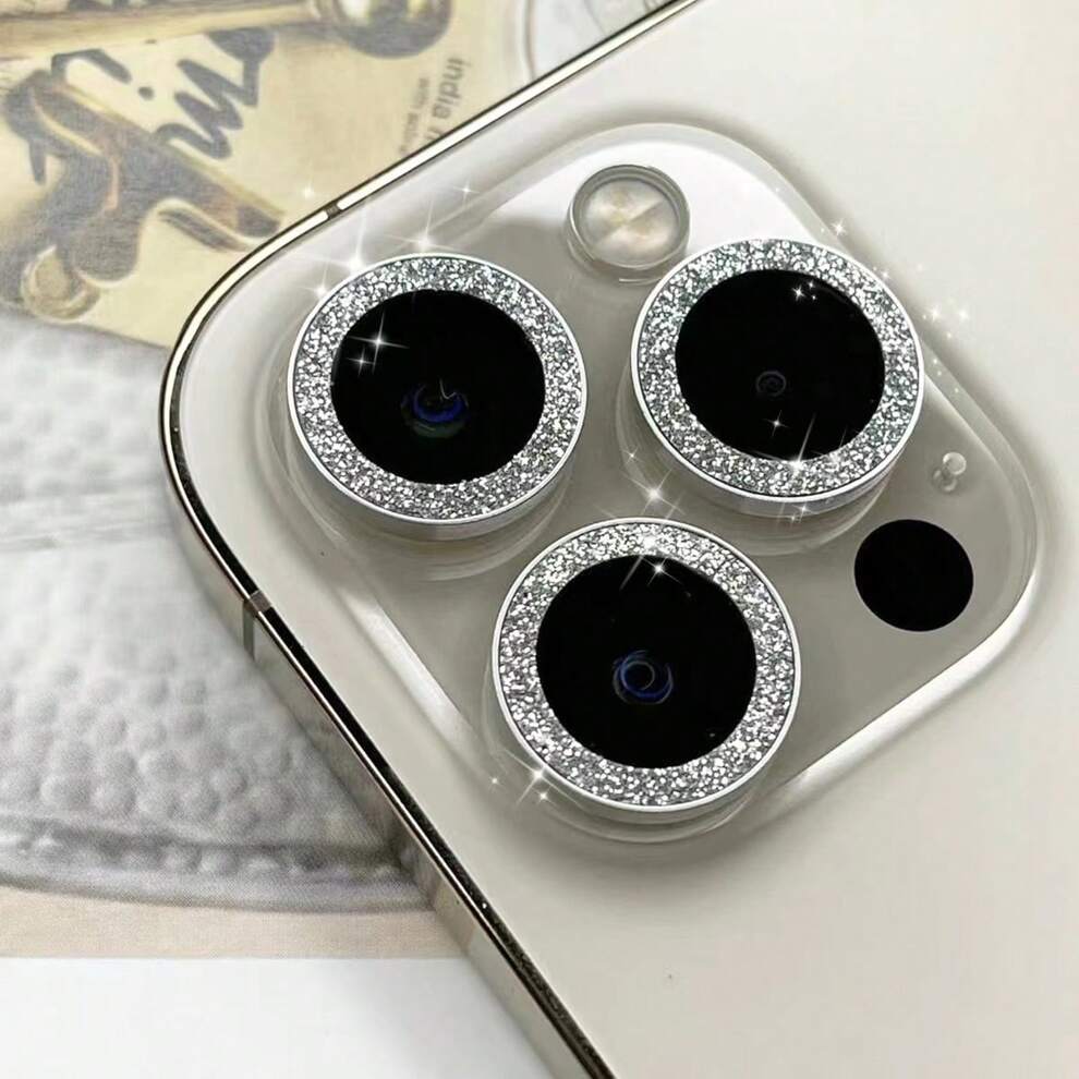 3pcs Apple-Shaped Glitter Eagle Eye Explosion-Proof Anti-Scratch Camera Lens Film Compatible With IPhone