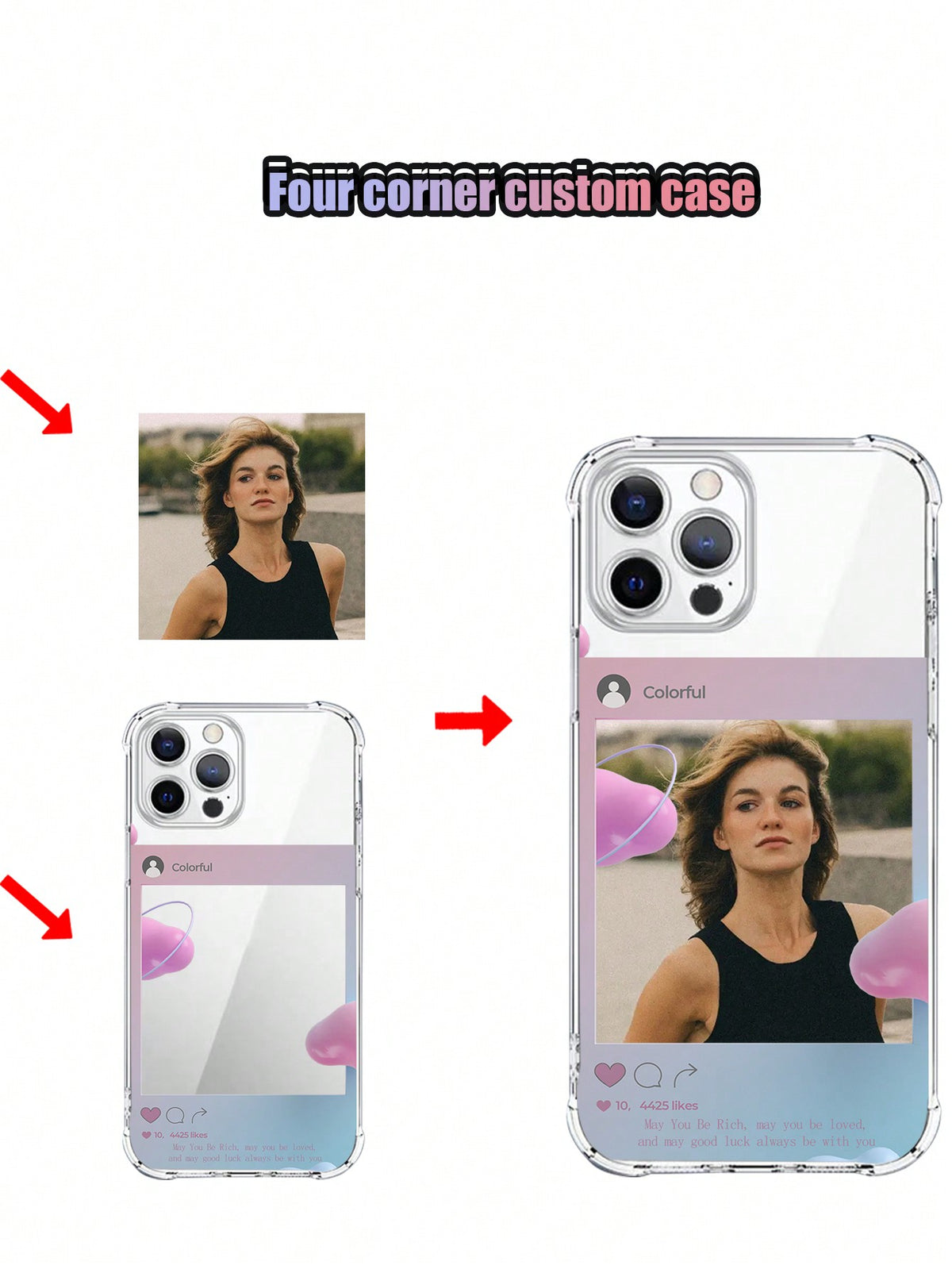 One Customized Transparent Four-Corner Anti-Fall Phone Case