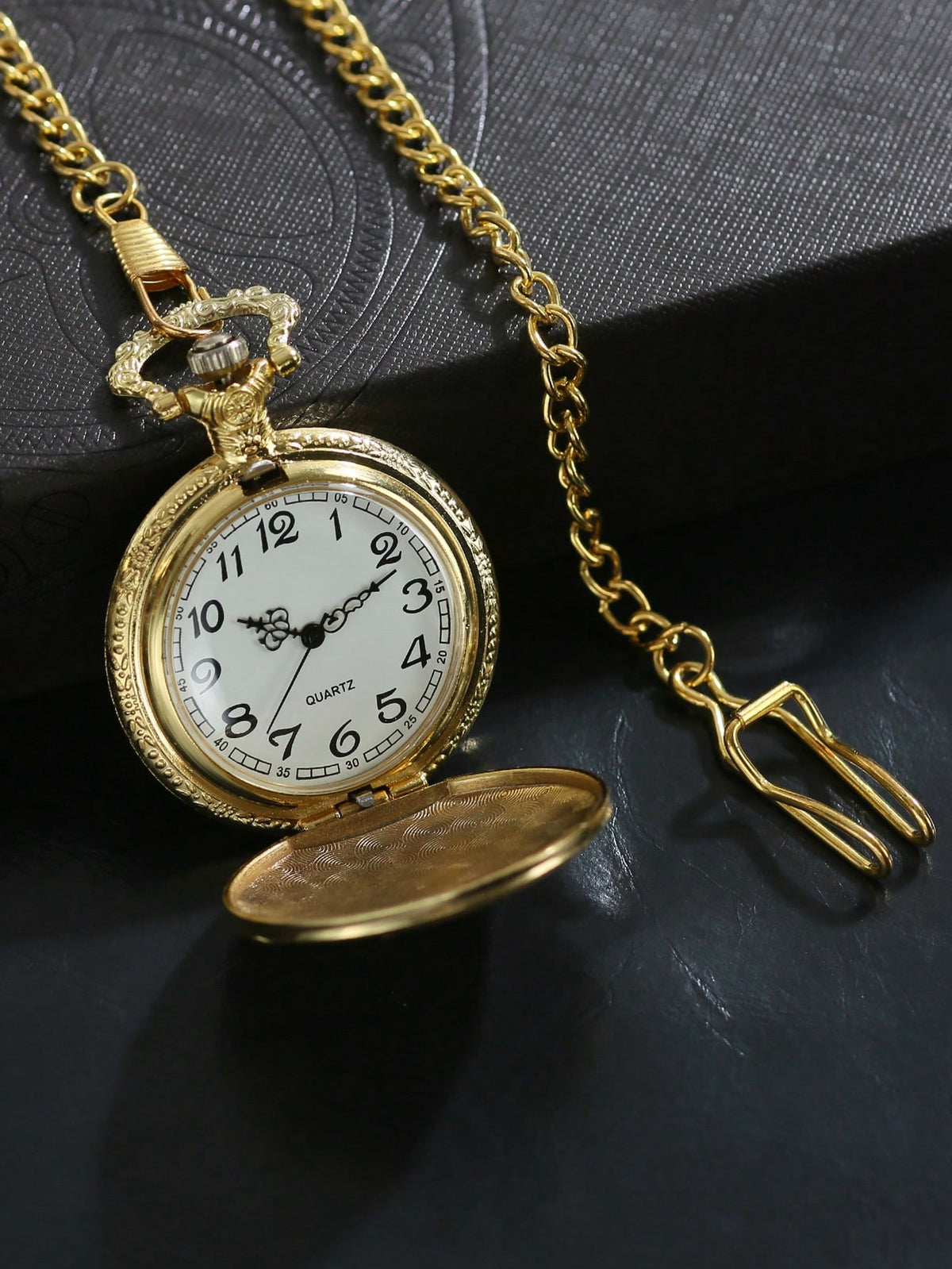 1pc Vintage Flip Cover Carved Pocket Watch, Classic Quartz Watch With Numbers And Tourbillon, Memorial Collection