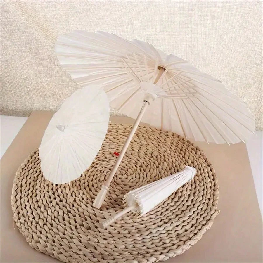 1pc, Vintage White Paper Umbrella For - Perfect For ,Parties, And Photography - DIY Painting Supplies And Party Decor