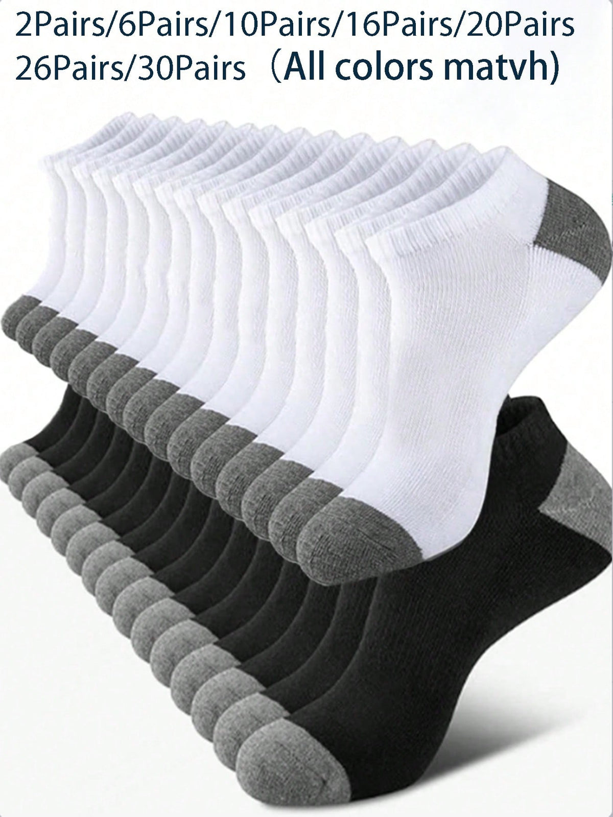 2/6/10/16/20/26/30 Pairs Unisex Summer Thin Invisible Low Cut Socks, Moisture Wicking Colorful Sports Leisure Short Socks (Mixed Colors)