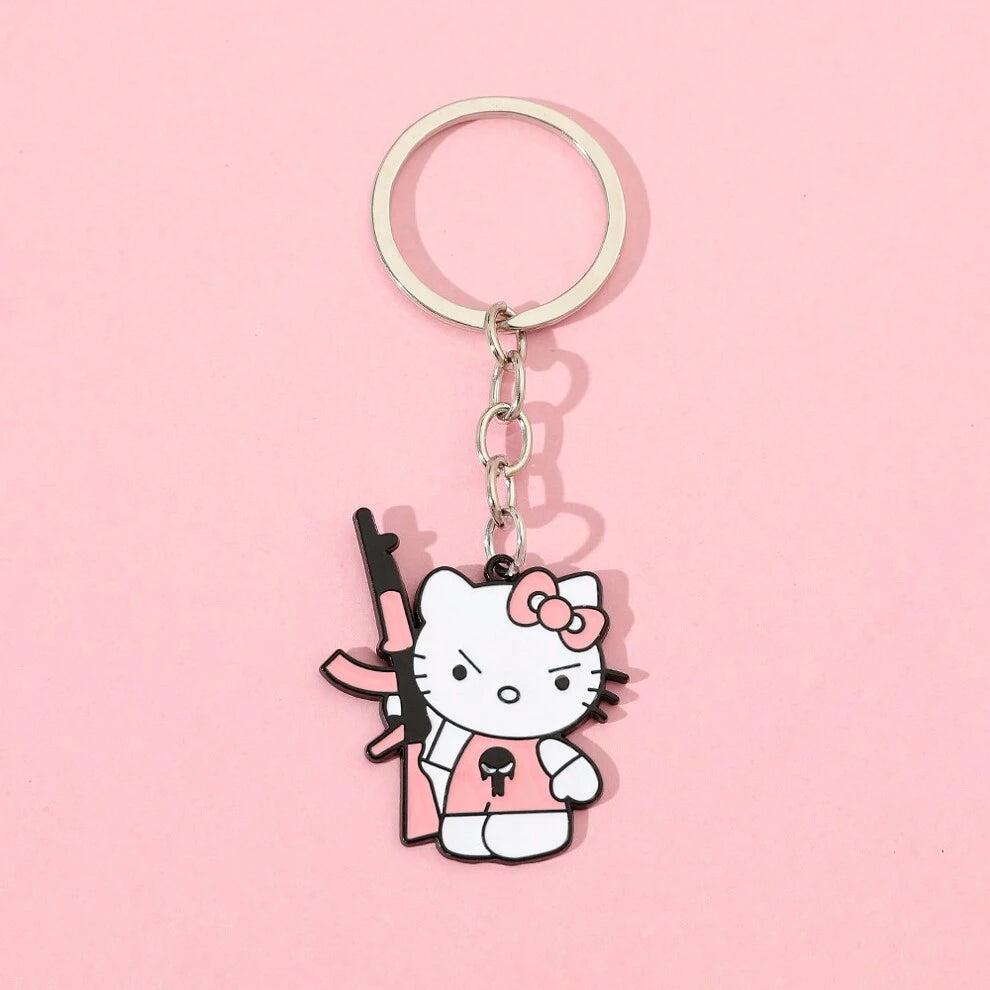 1pc Kawaii Funny Metal Keychain Anime Pendant Car Key Holder Cartoon Keyring For Backpack Accessories Gifts