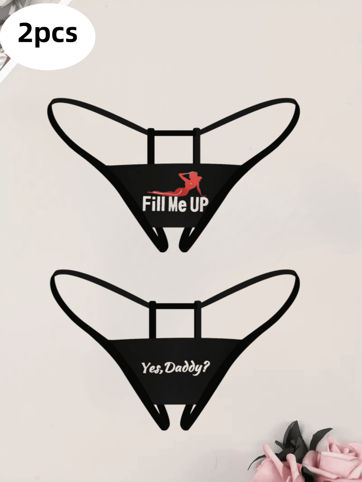 2  PCS  Women's Sexy Underwear,  Sexy Underwear,  Graphic Print  Crotchless Thong