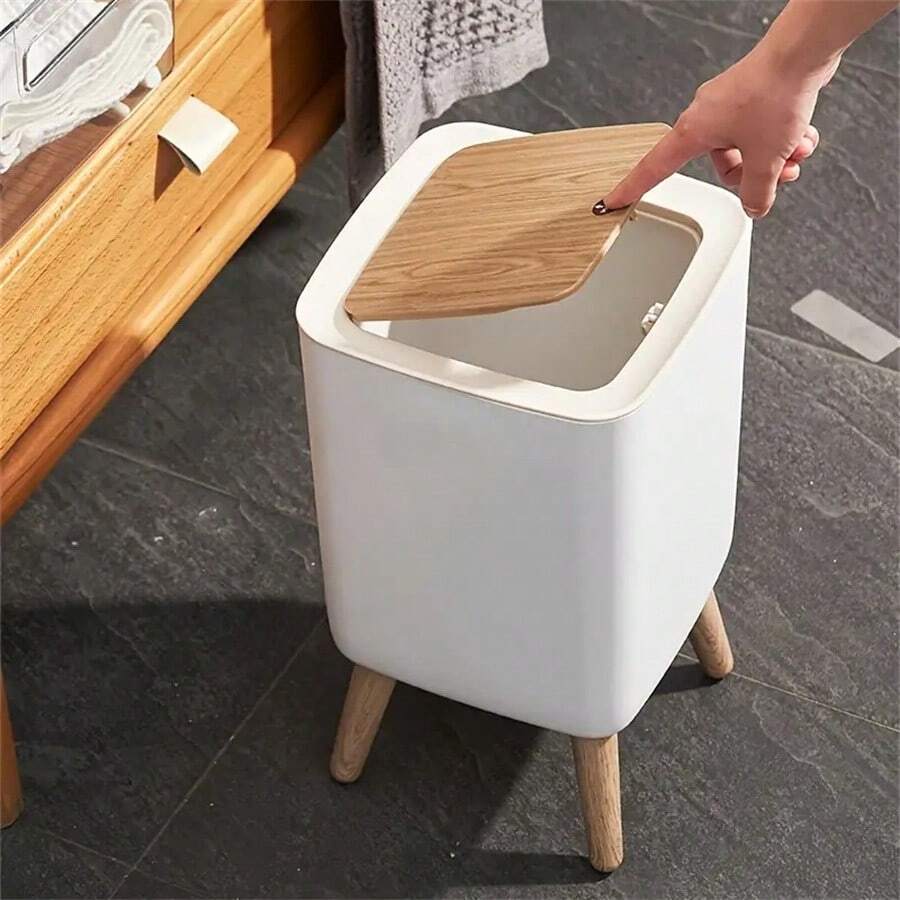 Mini Round Desktop Trash Can, Suitable For Office, Kitchen, Living Room, Bedroom, Simple Press-Type Garbage Storage Can, Circular Trash Can For Student Dormitory Bedside Cabinet