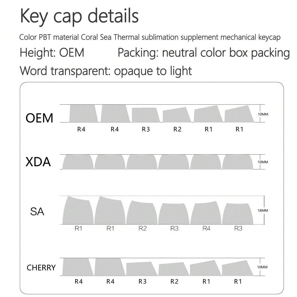 OEM Height-pBT-coral Sea-a Boxed (Space+ESC+4 Arrow Keys+2 Enter Keys)