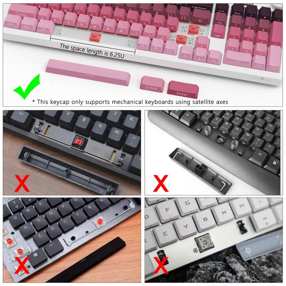 XDA Height - Pink Bunny - 5 Keys (2 1U + 6.25U Space + 2.25U Enter + 2U Enter)