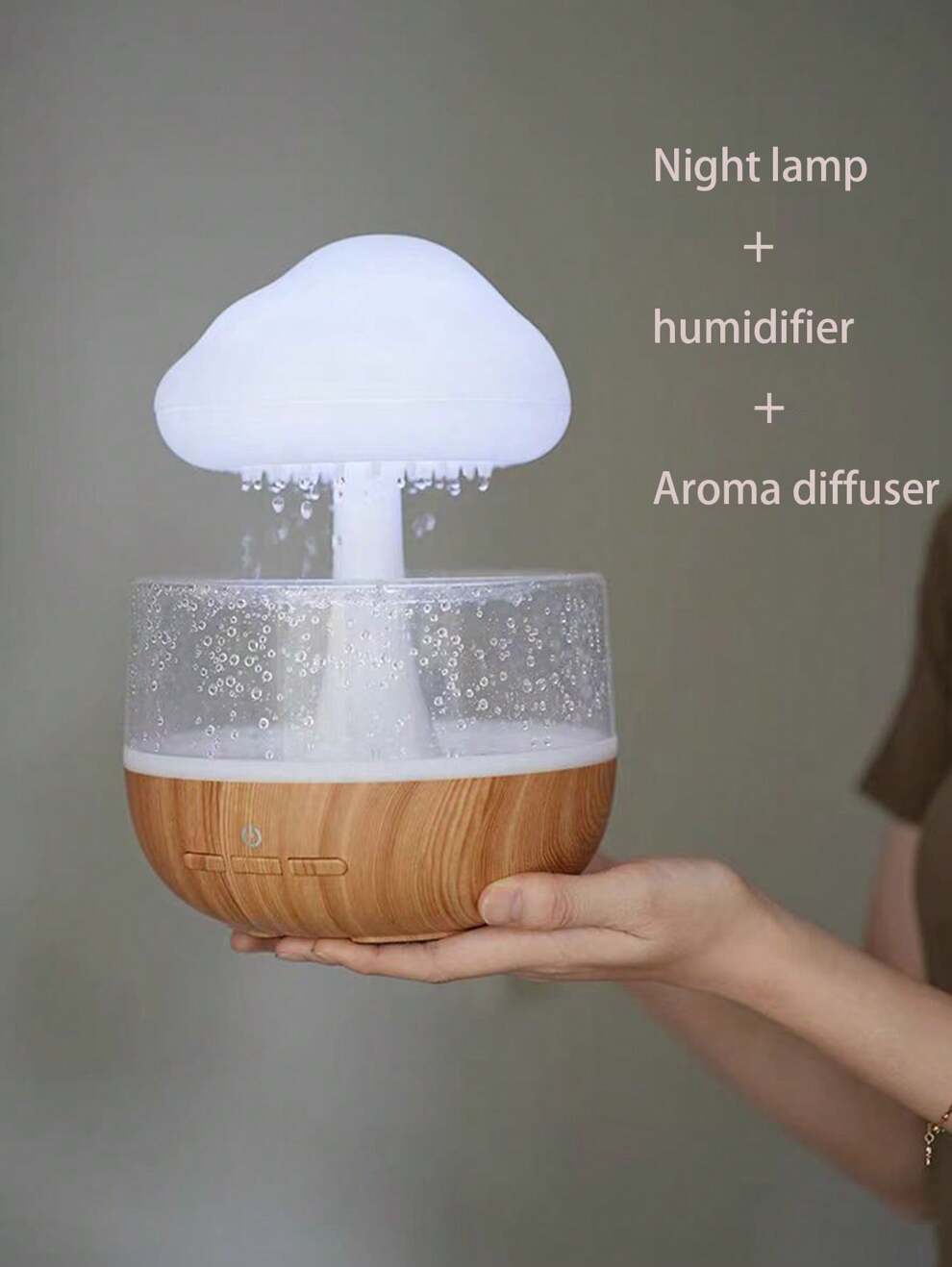 Rain Cloud Humidifier With Cloud & Mushroom LED Light, Decorative Lamp For Living Room, Office, Bedroom, Sleep Night Light