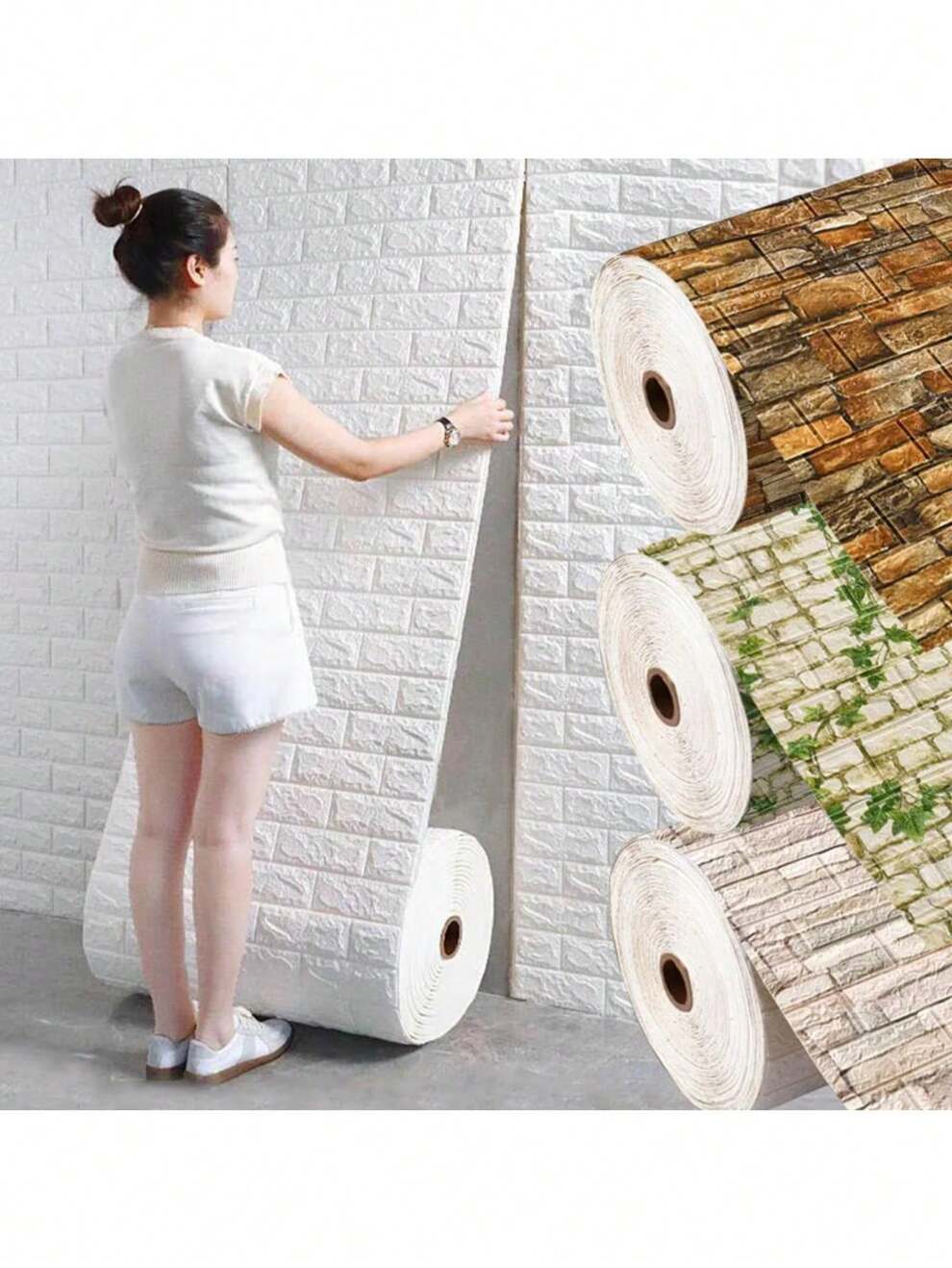 70cm*1/2/3/5m 3D Wall Sticker Imitation Brick Bedroom Home Decor Waterproof Self-Adhesive DIY Wallpaper For Living Room Decoration