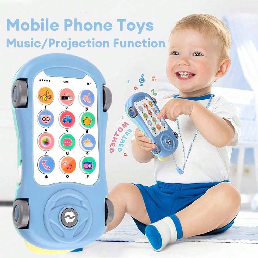 Baby Phone Toy With Music Light Mini Projector,Toddler Educational Number Counting Color Animal Sound Fun Smart Phones Toy