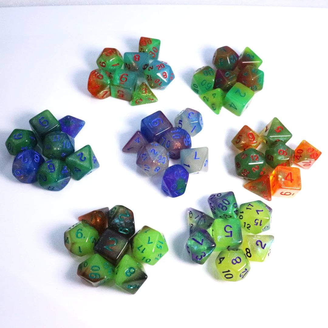 Glow-In-The-Dark Limited Edition 7pcs RPG Dice Set, Polyhedral Glow-In-The-Dark Starry Dices, The Perfect Gift