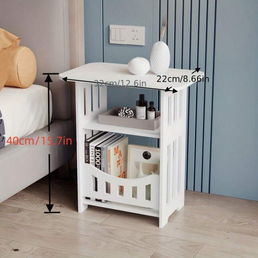 Modern Minimalist Nordic Style Storage Table For Bedside/Bedroom/Living Room, Featuring Miniature Square Table & Storage Cabinet