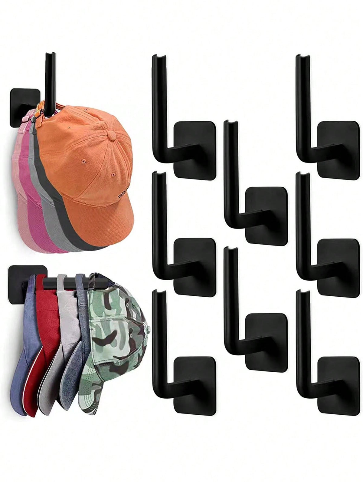 Hat Rack With Strong Patches For Hat Storage, Multi-Purpose Hat Organizer, Strong Adhesive Hat Hooks For Wall, Hat Organizer For Baseball Caps, One Mounting Options Hat Hook