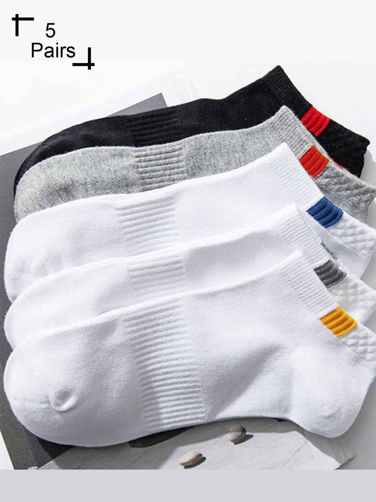 5pairs/Pack Women/Unisex Solid Color Casual Ankle Socks - White & Black, Moisture Wicking, Soft & Smooth, Suitable For Holidays, Sports, Casual, Business Daily Wear, Year-Round