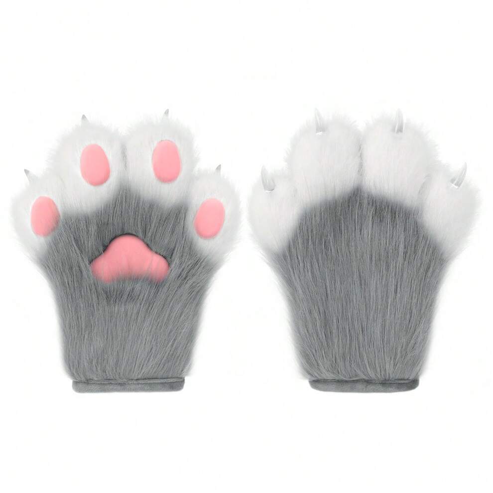 Adult Cat Paw Gloves Fluffy Animal Claws Cosplay Costume Accessories