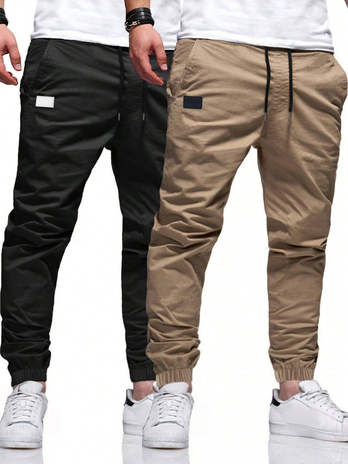 Manfinity Homme Men's Casual Jogger Pants With Waist Drawstring And Elastic Cuffs