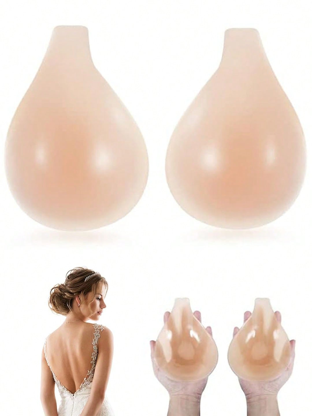 Women's Strapless Sticky Invisible Push Ip Ultra-Thin Silicone Bra Sticky Pasties Nipple Covers