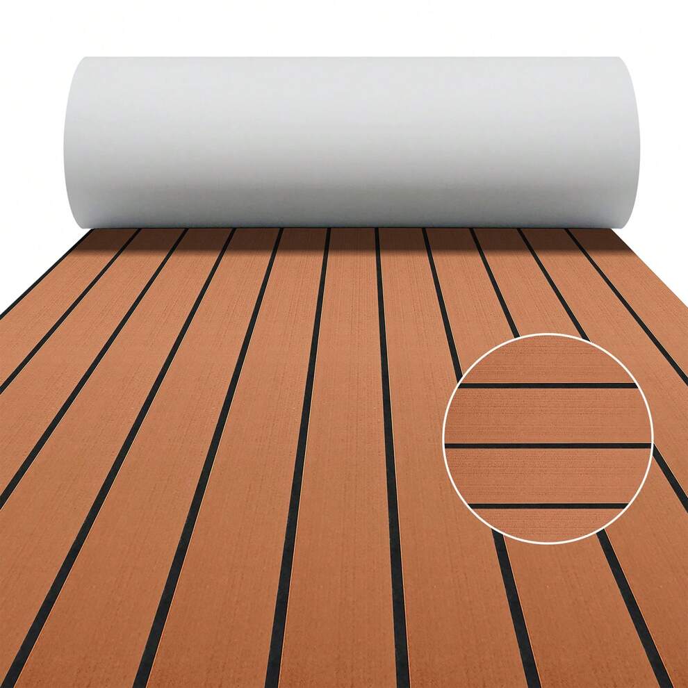 1pc Boat Flooring EVA Foam Decking Sheet Yacht Deck 14.96" X 94.48" (38cm X 240cm) Self-Adhesive Flooring Waterproof And Non-Slip Outdoor Yacht Kayak Jet Ski RV Skateboard Springboard Swimming Pool Ga