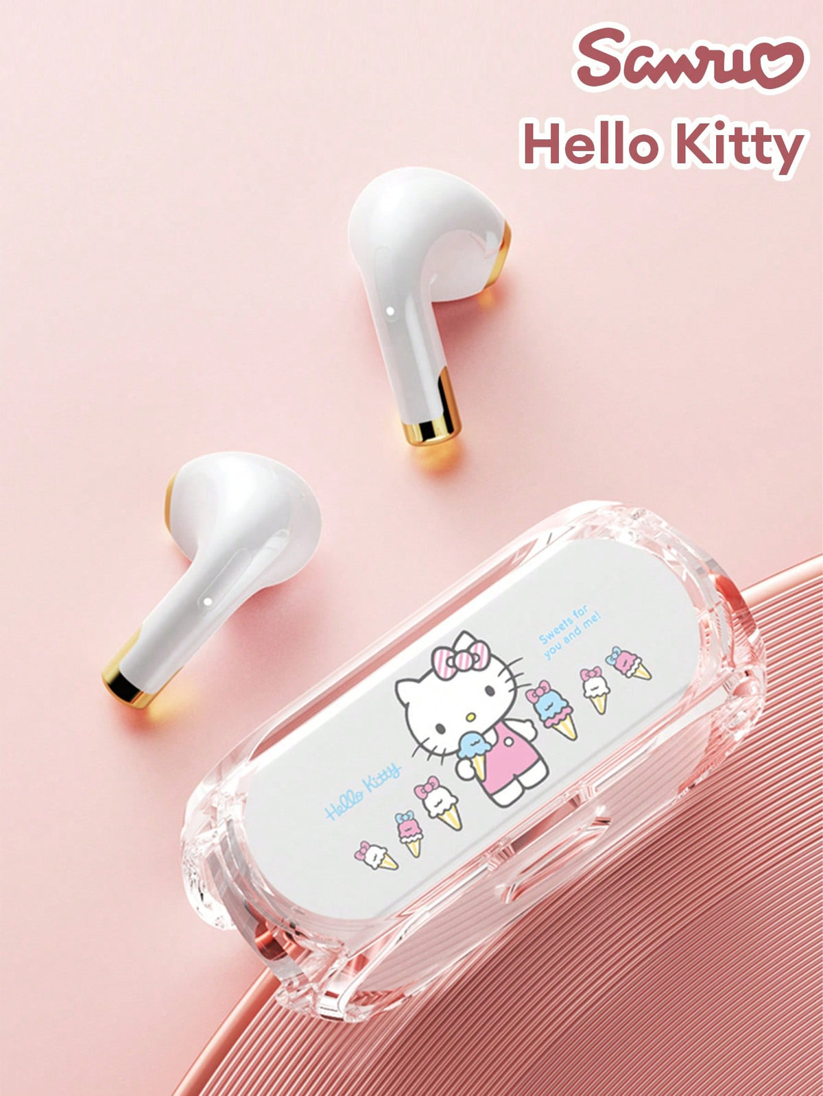 SANRIO MY MELODY Passive Noise Cancelling Semi In-Ear HIFI High-Quality Low-Latency Smart Digital Display Music Gaming Sports Earphones With Extra Long Battery Life And Microphone For Wireless Calls