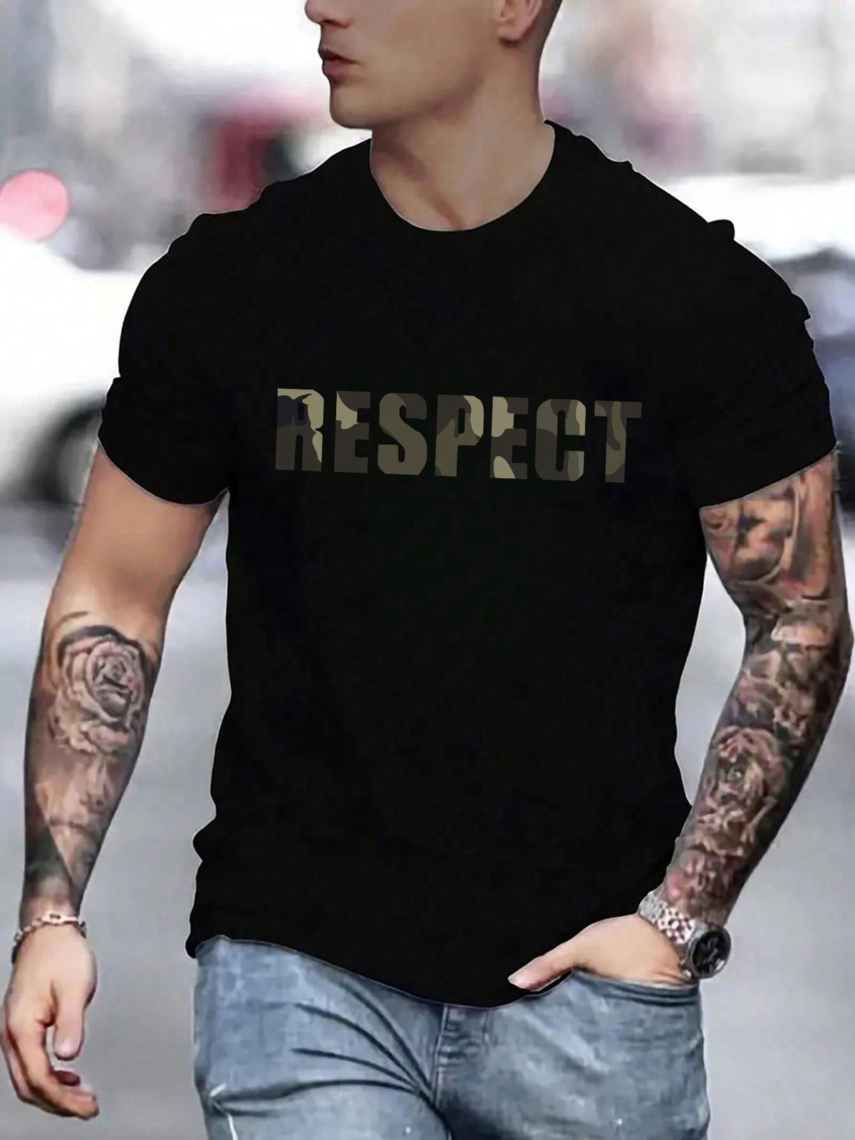 Men's Summer Casual Short Sleeve T-Shirt With Letter Print, Round Neck